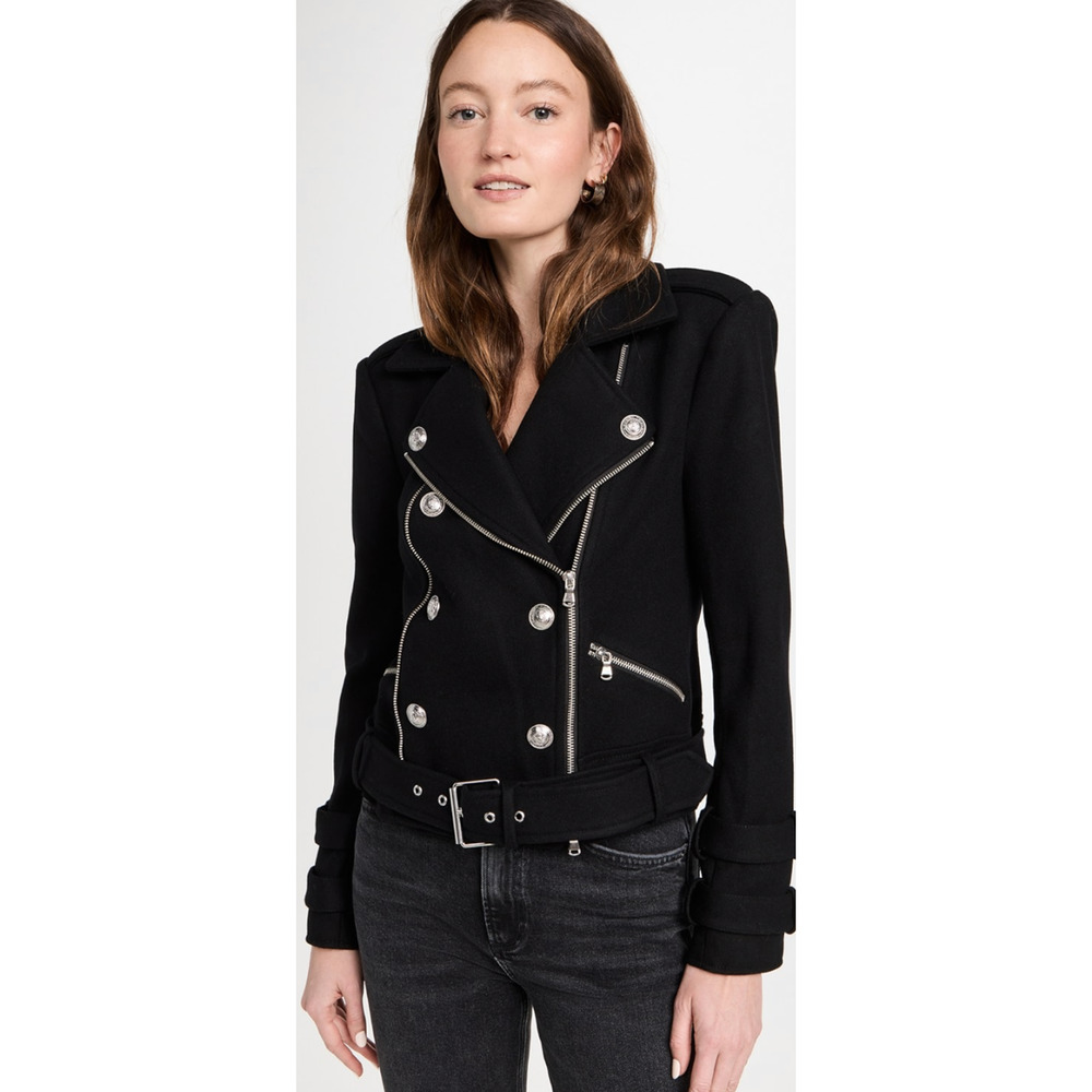 L'Agence Billie Black Wool Belted Biker Jacket - Women's XL SOLD OUT $650